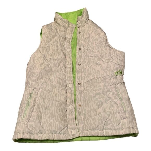 FOX Puffy Vest Light Green Snap Closure - Picture 7 of 10
